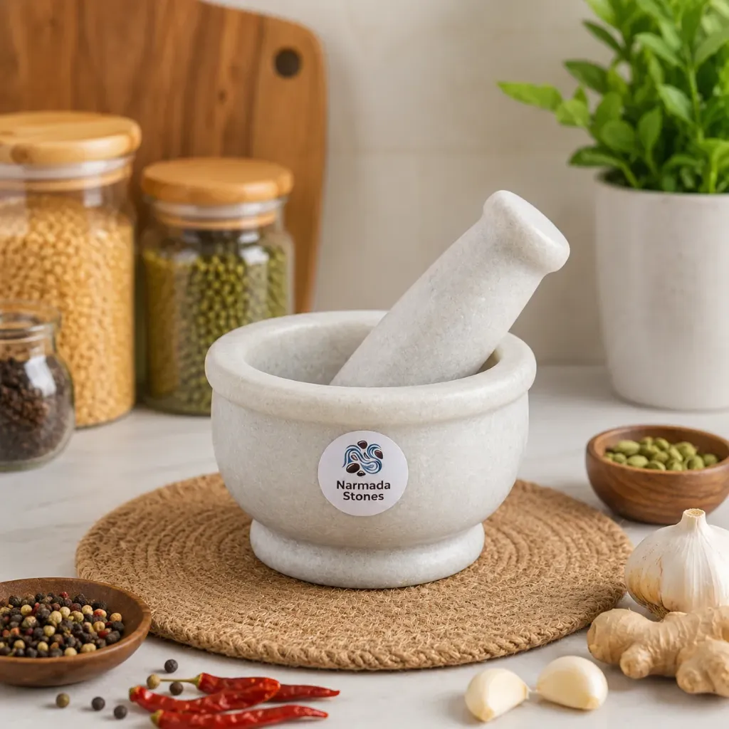 White Marble Mortar & Pestle 4x2.5 inch Small